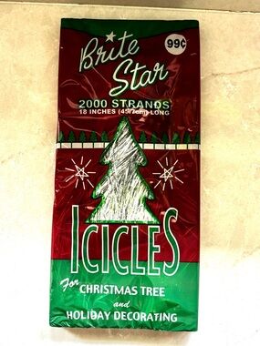 Vintage Christmas Brite Star Silver Icicles Tinsel 2000 Strands Vintage